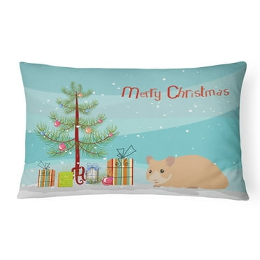 Carolines Treasures CK4455PW1216 Syrian Golden Hamster Merry Christmas Canvas Fabric Decorative Pillow, 12H x16W,