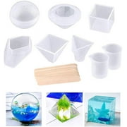 iMeshbean 6 Pack DIY Coaster Silicone Mold Epoxy Resin Coaster Molds with 2 Measuring Cups and 10 Wooden Sticks for Casting Craft DIY Tool Kit
