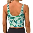 thumbnail image 3 of Haiem Green Sea Turtle Pattern Womens Sports Bra - U Neck Padded Low Impact Yoga Bra Workout Crop Top Gym Moisture-Wicking Workout Vest -XX-Large, 3 of 9