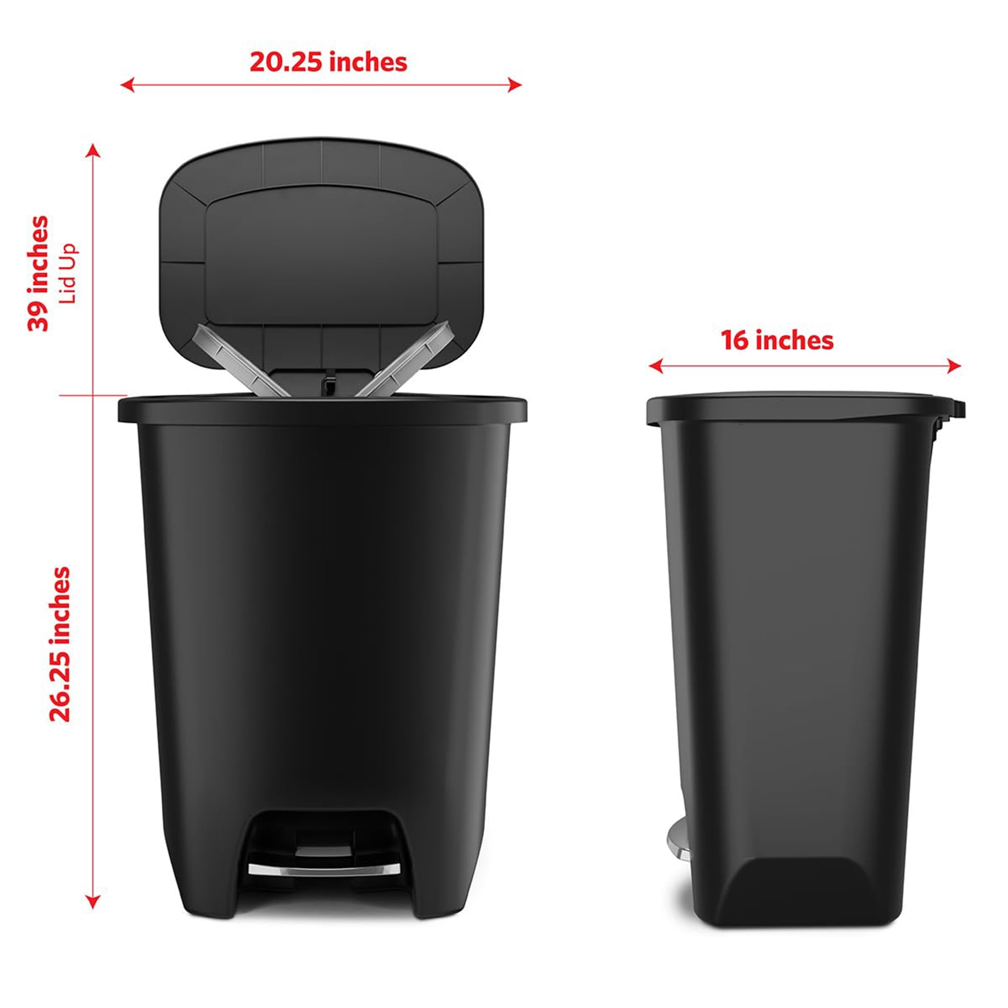 Open Box Glad Trash Can w/ Lid, Stainless Foot Pedal & Garbage Bag Rings, 20Gal