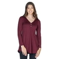 thumbnail image 2 of 24seven Comfort Apparel Womens Flared Long Sleeve Henley Tunic Top, 2 of 9