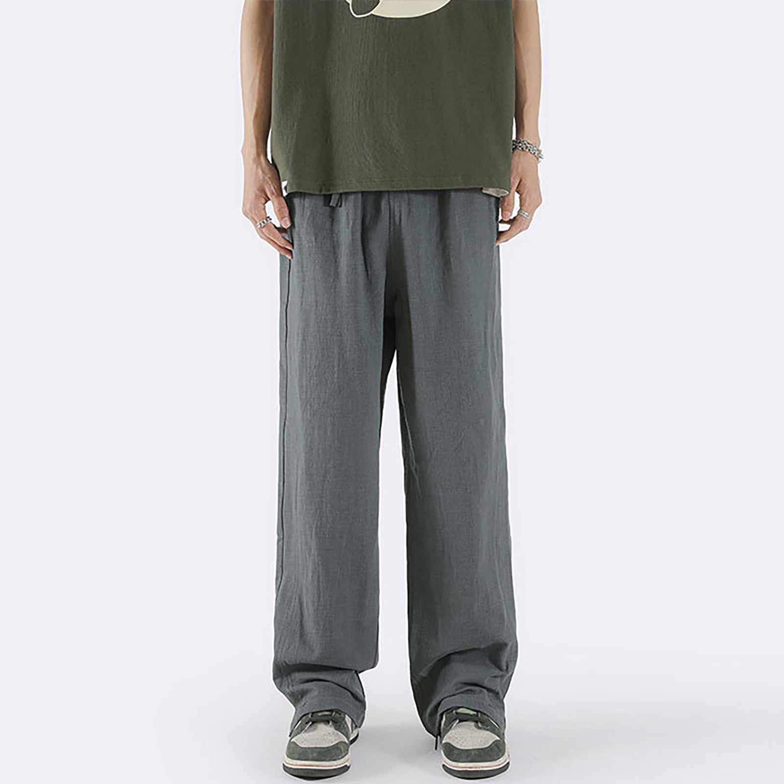 Men'S Loose Straight Cotton Bloomers Summer Casual Pants Men'S