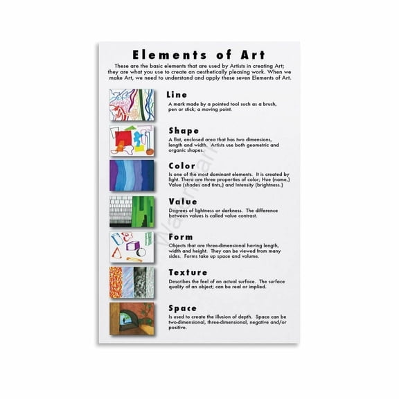 Elements of Art Poster Classroom Wall Art (5) Canvas Painting Wall Art