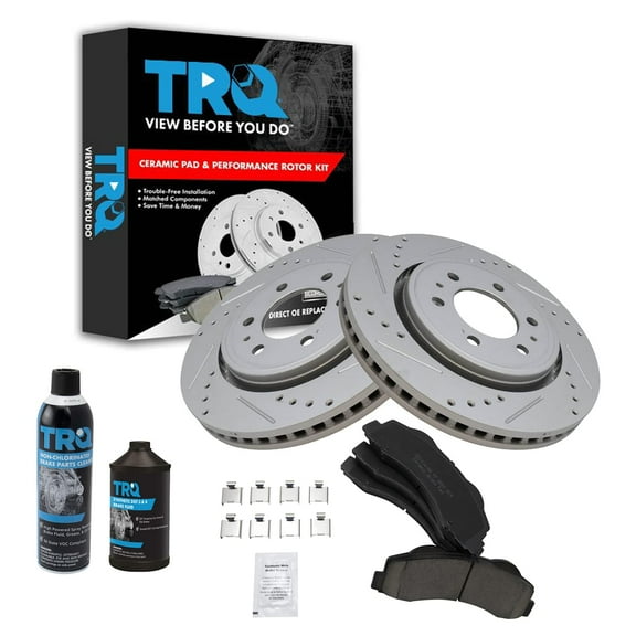 TRQ Front Ceramic Brake Pad & Rotor Kit w/Chemicals BKA15814 Fits select: 2010-2017 FORD F150, 2010-2017 FORD EXPEDITION