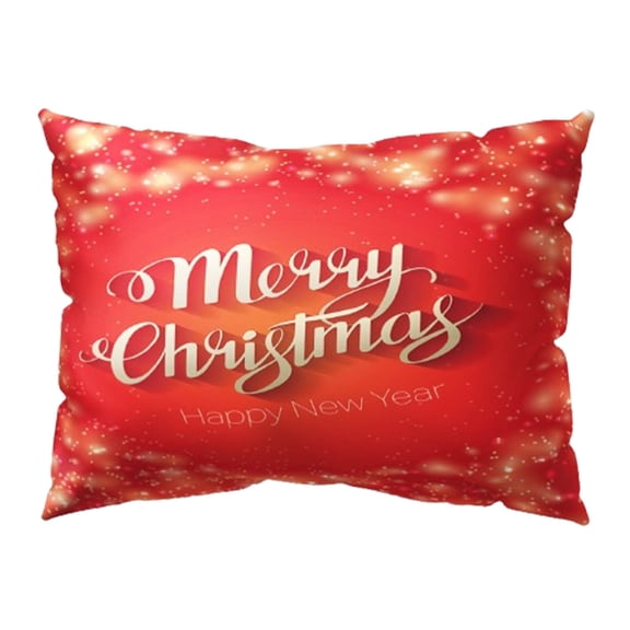 Bwiyojiz Christmas Merry Letter-Print Rectangle Pillow Cover Festive Red and White Throw for Sofa Bed, Gifts for Sisters, Red