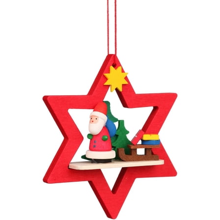 Alexander Taron 3" Christian Ulbricht Santa Christmas Ornament with Sled in a Red Star