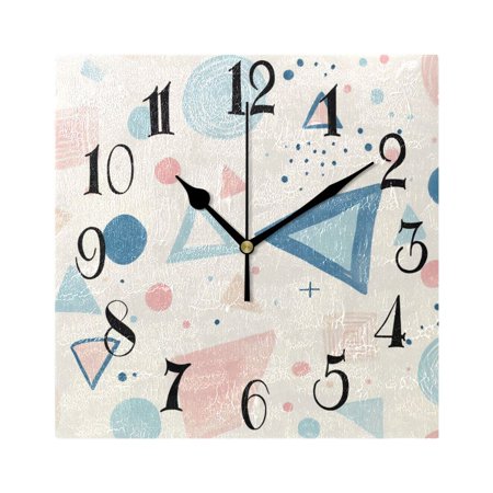 Digital Illustration Dots Wall Clock Decorative Square Silent Non-Ticking Operated Clocks Aesthetic for Bedroom Living Room