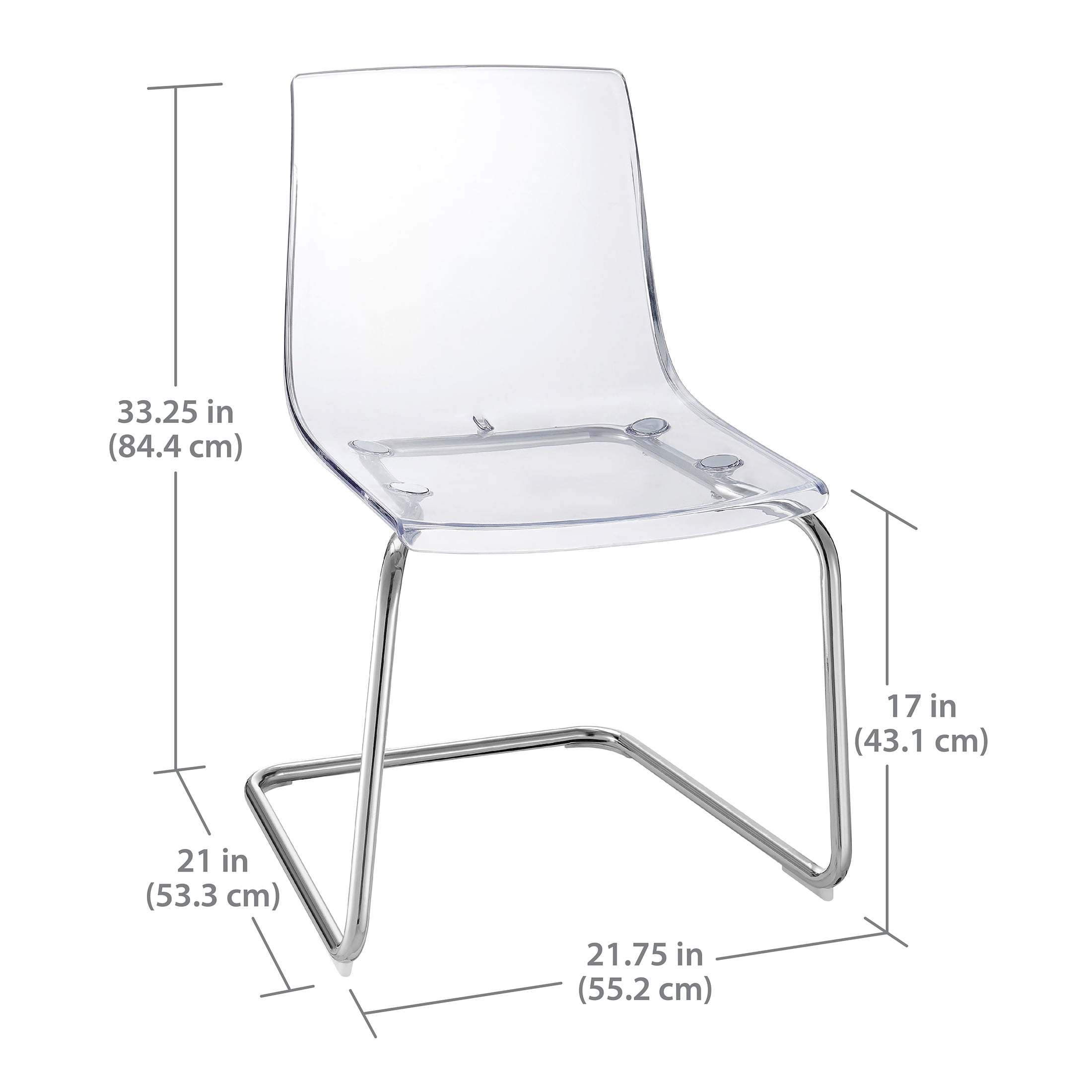 Mainstays Clear Dining Chair 2 Pack, Chrome and Clear