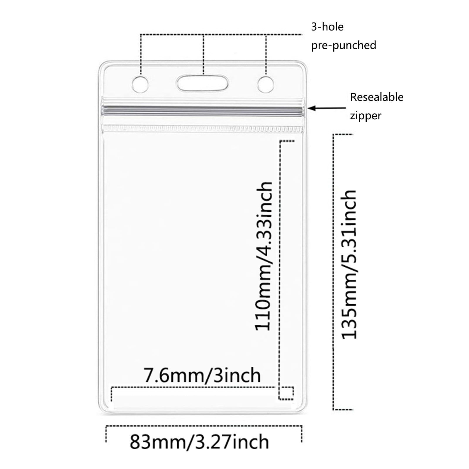Soft Vinyl Plastic Badge Sleeve,Resealable Waterproof ID Card Holder,Multipurpose Card Holder with Lanyard Slot,Reusable Name Badge Protector for Home Office School Travel,3''x4.33''(25pc)