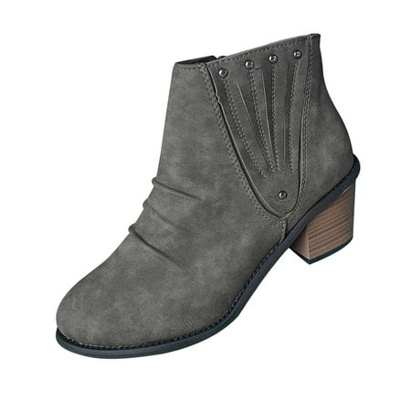 

Gzztg Womens Boots Winter New Warm Women S Shoes Thick Heel Zipper Ankle