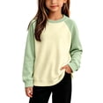 thumbnail image 5 of xaoyunyn Girls Fall Pullover Top Casual Fashion Slim Long Sleeve Crewneck Color Block Sweatshirt 3-15 Years, 5 of 6