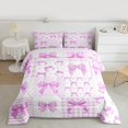 thumbnail image 2 of Feelyou Purple Princess Bow Twin Comforter Sets, Lines Abstract Ribbon Bedding Set, 2pcs, 2 of 8
