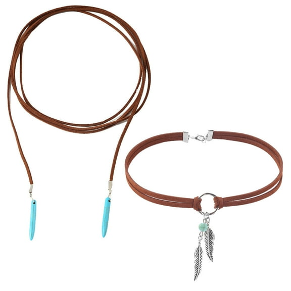 Women Necklace Vintage Long Choker with Turquoise Pendant Sexy Rock Necklace For Women