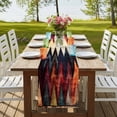 thumbnail image 4 of Vintage Colorful Geometric 36 Inch Table Runner, Abstract Art Waves Stripe Farmhouse Dresser Scarf Cotton & Linen Tablerunner for Dining/Kitchen Island/Holiday Party Décor Small 13" x 36", 4 of 9