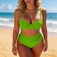 thumbnail image 2 of JIAYUE Women Swimsuit Sets Spaghetti Strap Sweetheart Neck Two Piece Bikini Top With High Waist Bottoms Solid Color Tankini Summer Female Swimwear, 2 of 5