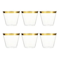 6Pcs 9oz Rimmed Plastic Cups Wedding Clear Cocktail Cups Heavy Duty Disposable Wine Glasses
