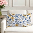 thumbnail image 3 of Set of 2 Vintage Yellow Blue Flower Pillow Covers 12x20 Inch, Abstract Floral Decorative Throw Pillow Cases Cotton Cushion Covers for Sofa Couch Bed Living Room Bedroom Home Decor, 3 of 9