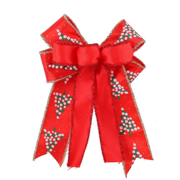 Large Christmas Bow for Tree and Wreath, Festive Polyester Gift Box Decor, Indoor Outdoor Xmas Holiday Decoration for Home, Party, Mantle