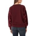 thumbnail image 3 of William Rast Womens Hannah  Velvet Colorblock Sweatshirt Red S, 3 of 4