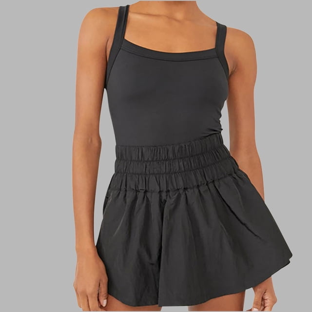 Aqestyerly Combinaisons pour Femmes Élégantes 2024 Mode Décontractée Ample Sexy Col Rond Robes d'Été Sans Manches Combinaison Shorts