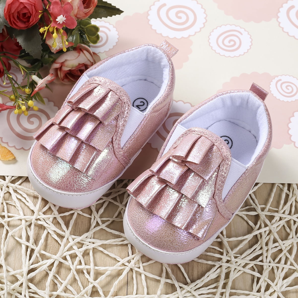 Spring Autumn Baby Girls Sweet Princess Shoes Newborn Infant Shiny