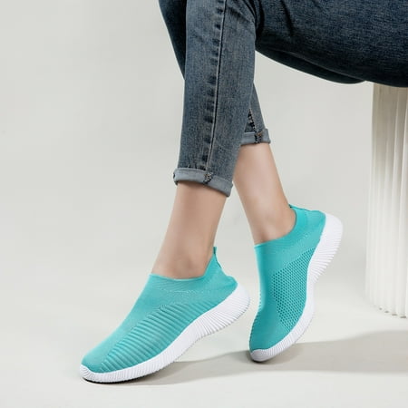 

Women s Solid Color Casual Shoes Lightweight Breathable Slip On Socks Shoes Low Top Sneakers