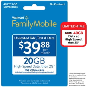 Walmart Family Mobile $39.88 Unlimited Monthly Plan & Mobile Hotspot Included