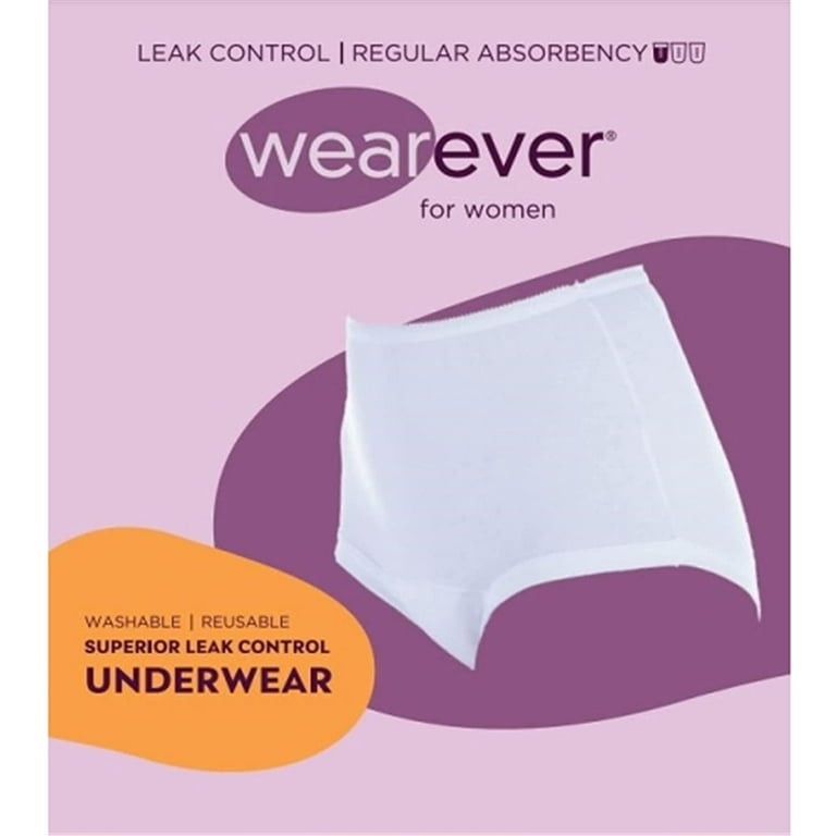  Wearever Women's Cotton Comfort Incontinence Panties for  Bladder Control with Regular Absorbency - Reusable & Washable Leak Proof  Underwear for Women (Pack of 3) (White) (1X) (Fits Hip Sizes: 43-44) 