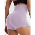 thumbnail image 6 of GAI YI 2 Pack Women's Ribbed Biker Shorts 2-Pack, Athletic Compression Booty Lift - Black+Lavender, 6 of 7
