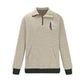thumbnail image 3 of WREESH Men's Pullover Casual Patchwork Pullover Fashion Long Sleeve Stand Collar Zipper Shirt Beige, 3 of 4