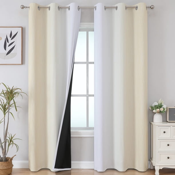 Cortinas Estelar Textiler Beige Grisáceo Blanco 107x213 cm