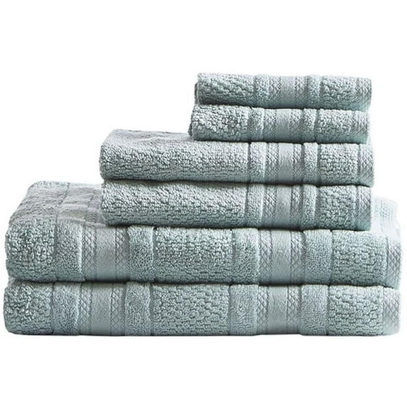 Pemberly Row Contemporary 6-Piece Cotton Super Soft Towel Set in Seafoam