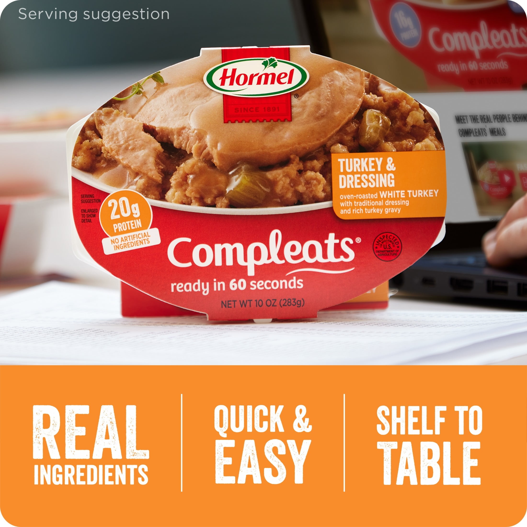 (2 pack) HORMEL COMPLEATS Turkey & Dressing, Shelf Stable, 10 oz Plastic Tray