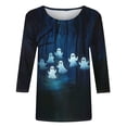 thumbnail image 4 of Yourumao Witch Printed Halloween Shirts for Women Plus Size 3/4 Sleeve Tops Crewneck Graphic T Shirts for Night Out, 4 of 5
