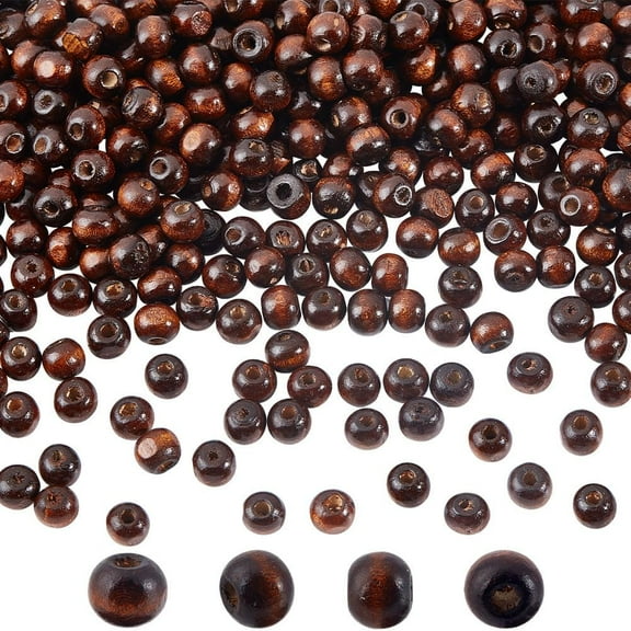 1bag 400 Pcs Wood Round Beads 8mm Coconut Brown Wood Loose Beads European Beads Smooth Ball Beads Loose Spacer Beads for DIY Crafting Jewelry Making