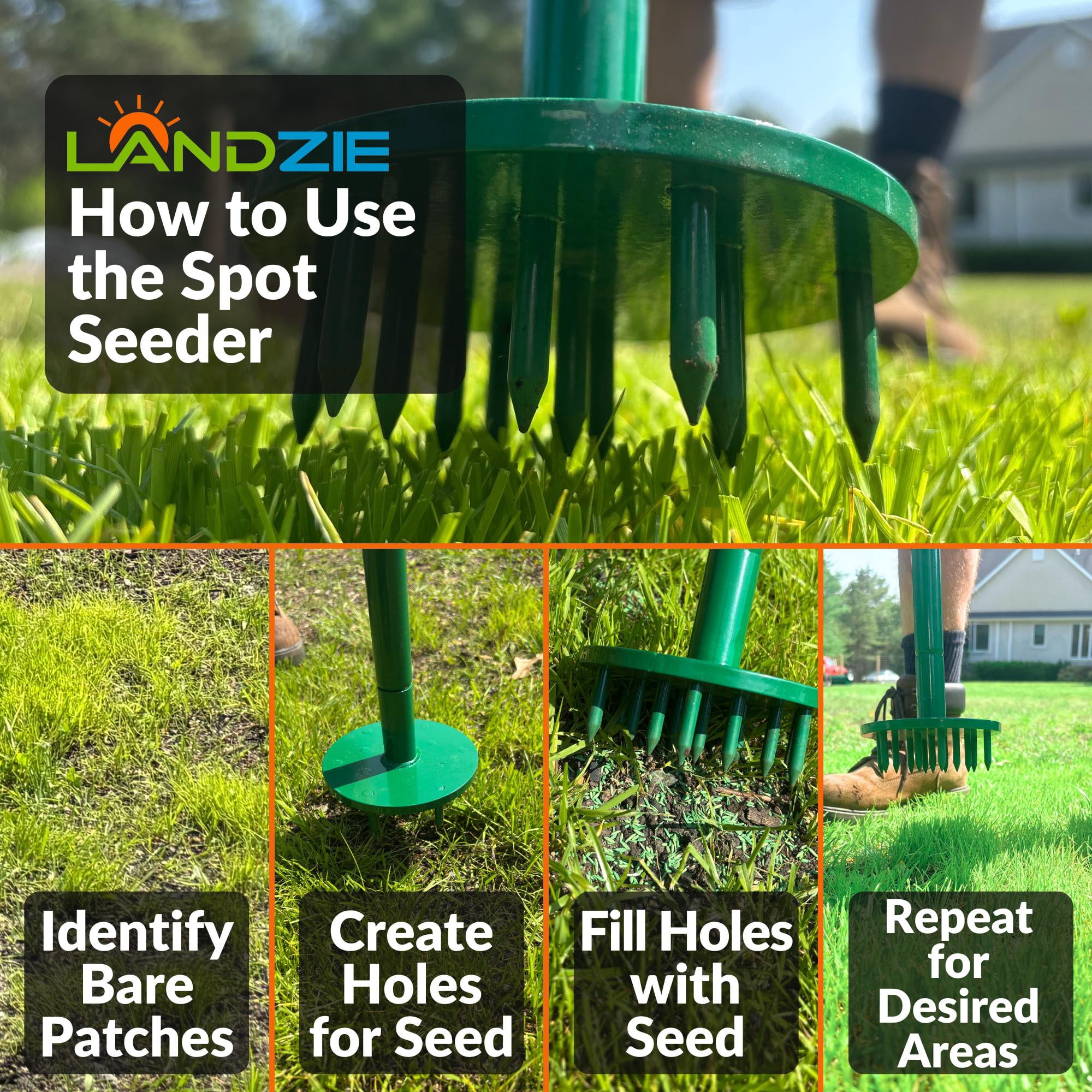Landzie Spot Seeder Lawn Aerator Tool and Grass Patch Repair Tool - Spike Seeding Tool and Slit Seeder Aerator Lawn Tool for Lawn Repair & Dog Spots Heavy-Duty Spot Aerator