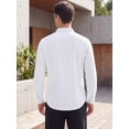 thumbnail image 3 of INSPIRE CHIC Men's Shirt Band Collar Striped Long Sleeve Button Down Shirt  M White, 3 of 5
