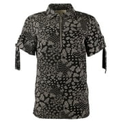 Women's Paisley Print Grommet and Tie Sleeve Top BB XS