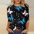 thumbnail image 2 of TSADFHJI Chandails en Molleton Femmes Hiver Hauts Mi-Longs Manches Trois-Quarts T-Shirts Graphiques T-Shirts Décontractés Col Rond Tunique TG Bleu, 2 of 5