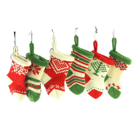 Knitted Polyester Mini Christmas Stockings, 5-1/2-Inch, 6-Piece ...