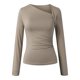 thumbnail image 3 of Top de punto de manga larga con escote asimétrico para mujer - Corte ajustado, diseño acanalado - Ropa informal/de fiesta - Mezcla de poliéster y spandex - Tallas S-XL, 3 of 6