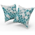 thumbnail image 2 of Teal Grey Throw Pillow Covers 20x20 Inch Turquoise Geometric Trellis Chain Pillow Covers Set of 2 Blue Grey Modern Decorative Pillows Farmhouse Couch Pillow Cases for Home Couch Bed Sofa Chair Decor, 2 of 6