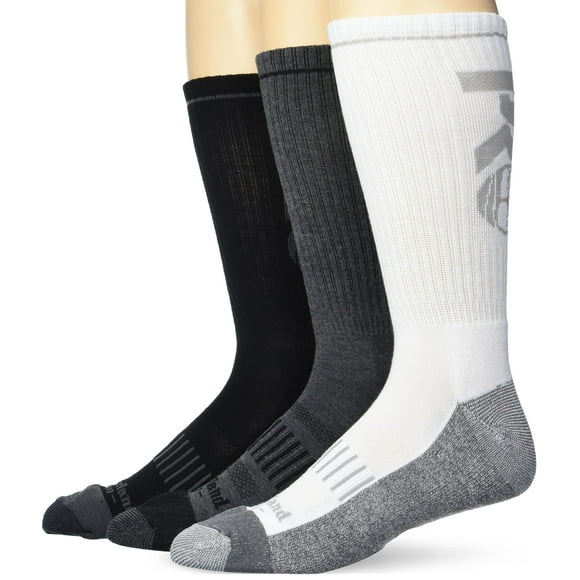 Timberland PRO Men's 3-Pack Rugged Accent Half Cushioned Crew Socks, Multi, Large