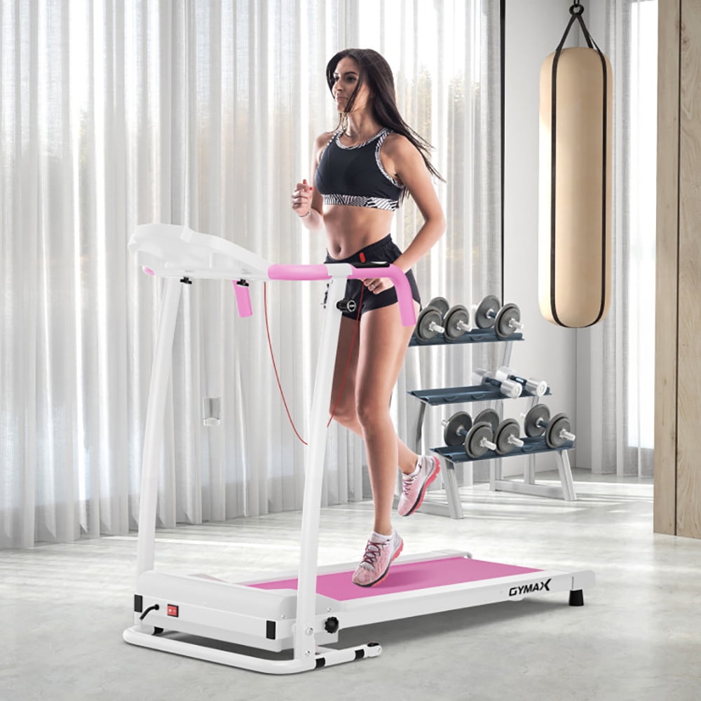 Spaco Folding Treadmill with 12 Preset Programs and LCD Display, Jogging Machine, Manual Treadmill, White