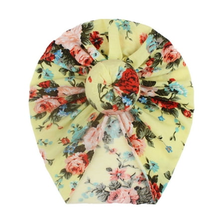 

TAIAOJING Baby Nylon Big Bow Turban Hats Toddler Accessories Baby Hat Kids Girls Knotted Headwear Boys Floral Baby Care