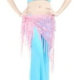 thumbnail image 1 of Linyer Female Belly Dance Hip Scarf Decorations Accessory Belts Bellydance Costume Nylon Mesh Yarn Beauty Waistband Performance Pink, 1 of 8