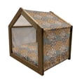 thumbnail image 2 of Floral Pet House, Pattern of Flowers and Peacock Feathers Floral Arrangement Art, Outdoor & Indoor Portable Dog Kennel with Pillow and Cover, 5 Sizes, Petrol Blue Pale Coffee, by Ambesonne, 2 of 5