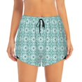thumbnail image 2 of Yiaed Blue Print Print Women's Running Shorts with Liner 3 Zipper Pockets Elastic Workout Athletic Gym Yoga Shorts-XX-Large, 2 of 7