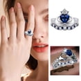 thumbnail image 4 of 2Pcs compromiso de diamantes de imitación azul en el anillo de la mano completa Zirconia anillo solitario Set 5 12, 4 of 8