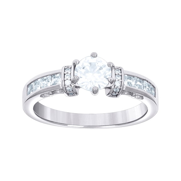 925 Sterling Silver Womens Princess-cut Round Cubic Zirconia Fashion Engagement Ring 5.2x2.8mm Wide Size 5 Engagement Ri